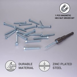 (Pack of 70 pcs) DIN 571 Zinc Plated Steel Hexagon Wood Screws M5 x 40 mm, Coach Screws, Hex Screw, Lag Bolts, Hex Head (70, M5 x 40 mm)