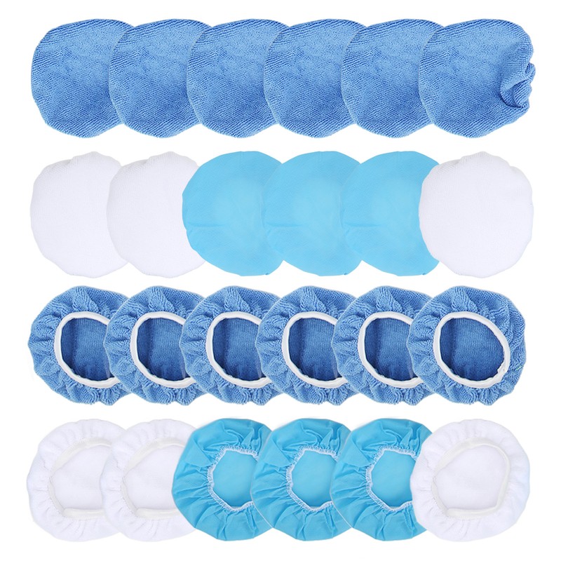 24 Packs Polishing Bonnet 6in/150mm Microfiber Nonwoven Cotton Buffing Pads