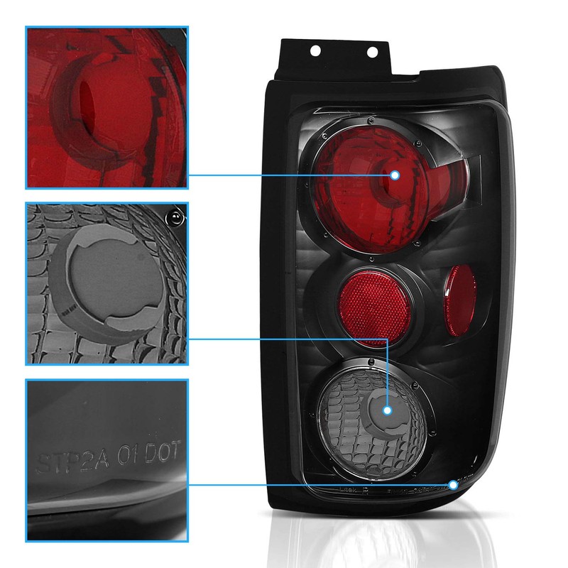 AmeriLite Black Smoke Replacement Brake Tail Lights Set for 1997-2002