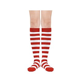 Women Christmas Knee High Socks Elf Socks Red Green Striped Tube Socks Chirstmas Socks for Women Z 1 Pack Red and White One Size