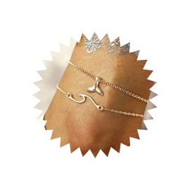 TseenYi Fashion Beach Waves Anklet Gold Ankle Fish Tail Pendant Bracelet Foot Chain Accessories Adjustable for Women and Girls (Gold)