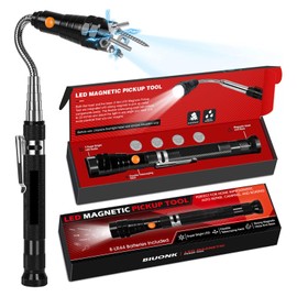 Biuonk LED Magnetic Pickup Tool, Stocking Stuffers Christmas Gifts for Men, White Elephant Gifts for Adults Dad Husband Him, Telescoping Magnet Cool Gadgets for Mechanics Engineers