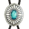 Unbranded Turquoise Oval Bolo Tie Real Silver Plated 38" Adjustable