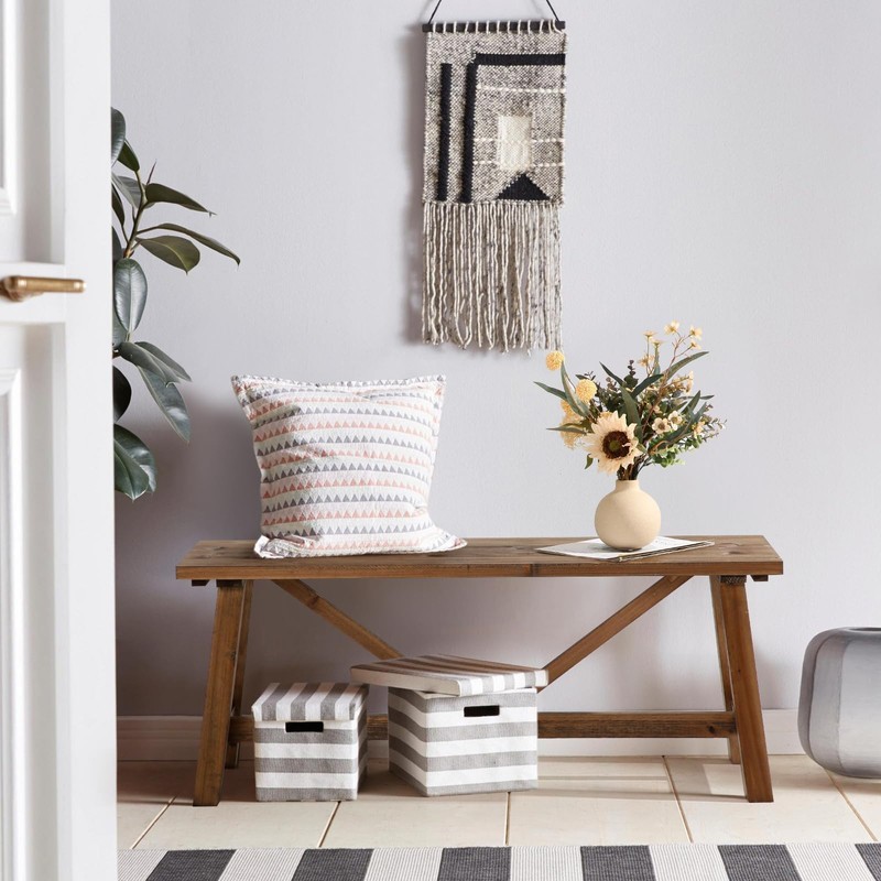 Wnutrees 43" Farmhouse Wood Bench, Narrow Bench, Long Bench Seat