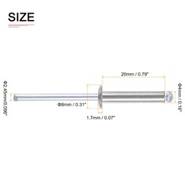 DTGN 4mm x 20mm (DXL) Blind Rivets - 50Pack - Good for Machinery Joining - 304 Stainless Steel Dome Open End Rivet