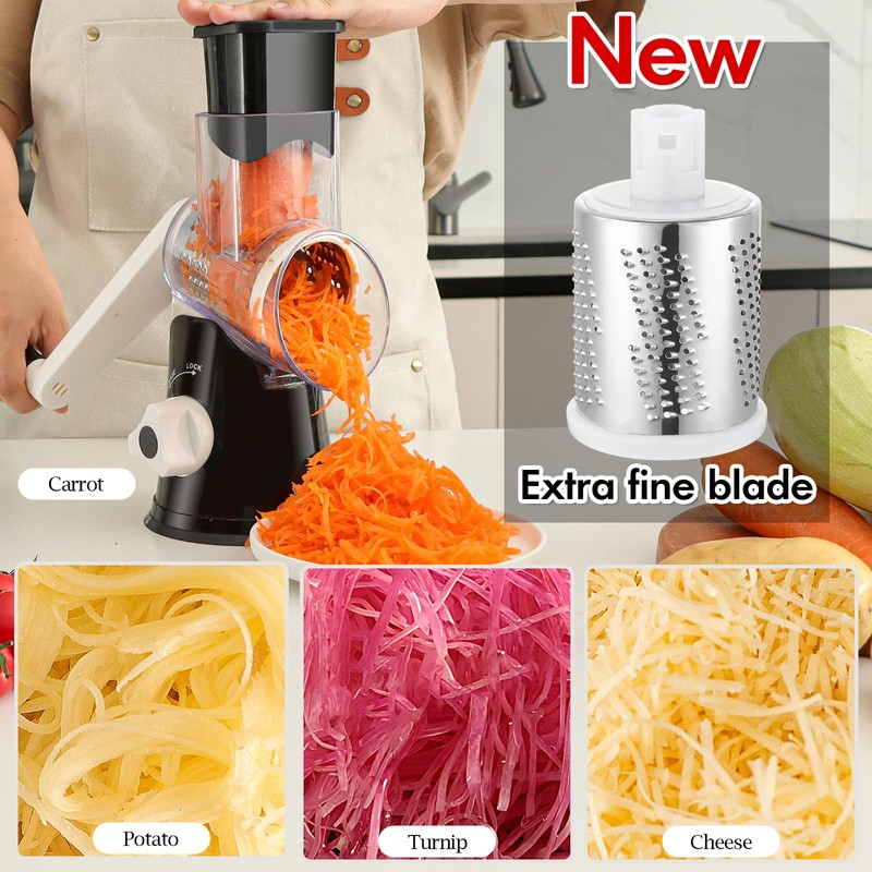 Ourokhome Rotary Cheese Grater Hand Crank, Kitchen Shredder Speed Mandolin