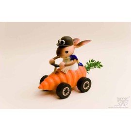 Drechslerei Kuhnert - Easter Decoration / Easter Bunny - Kuhnerthase in Carrot Trolley - Made of Wood - Size: Standing Approx. 19 cm - Made in Germany