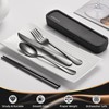 Travel Utensils with Case, Stainless Steel Camping Cutlery Set, Reinforced
