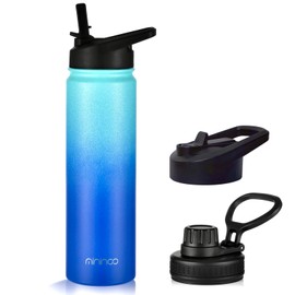mininoo 24 oz Insulated Water Bottle with Straw Lid, Stainless Steel Double Wall Vacuum, Leak Proof, BPA Free, Keep Cold for 24H & Hot for 12H(Pacific Dream)