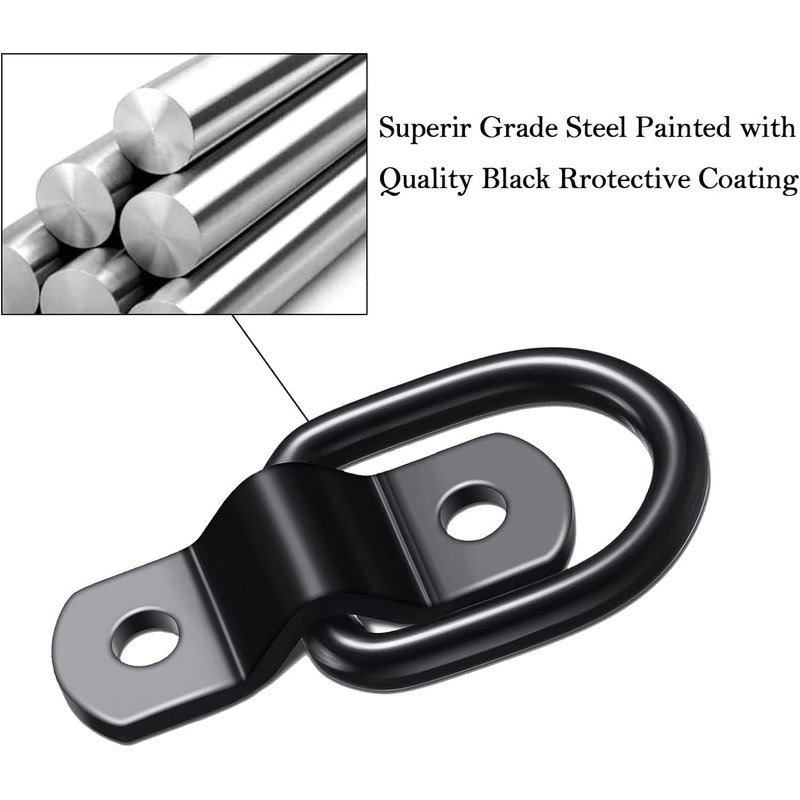 10PACK D Rings Tie Down Anchors Hooks,1/4" Heavy Duty Trailer
