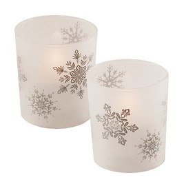 Lumabase 93702 LED Wax Candle in Snowflake Glass (2 Count)