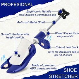 UNIKOO Shoe Stretcher, Professional Shoe Stretchers Wide Feet for Men Women, Shoe Tree Expander Adjustable Length & Width & Height (Men Size 8-13/Women Size 9-12,Blue)