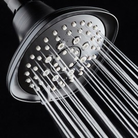 AquaDance Oil-Rubbed Bronze Hot Oval Square Style 6-setting High-Pressure Luxury Shower Head. Angle Adjustable, Solid Brass Connection Nut, Finish. Premium Quality Exclusive Showerhead