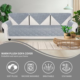Easy-Going Velvet Sofa Cover 2 3 Seater, 1 Piece Non Slip Corner Sofa Slipcovers L Shape, Funny Fuzzy Couch Covers for Pet Dog Leather Sofa Bed, Thick Furniture Sofa Protectors, 36 x 47 in, Light Grey