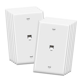 ENERLITES RJ11 Telephone Jack Wall Plate, 6-Position 4-Conductor 6P4C (2 Line Support), 1-Gang 4.50" x 2.76", 6611-W-10PCS, White (10 Pack)