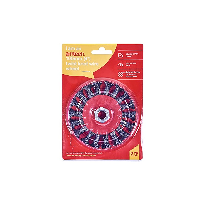 Amtech F3365 100mm (4") Twist knot wire wheel