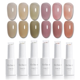 Coikaze Gel Nail Color Gel, Sheer Color Gel, Nail Art, Color Nails, Sheer Nails, Office Nails, Nail Color, UV and LED Compatible, 6 Colors Included