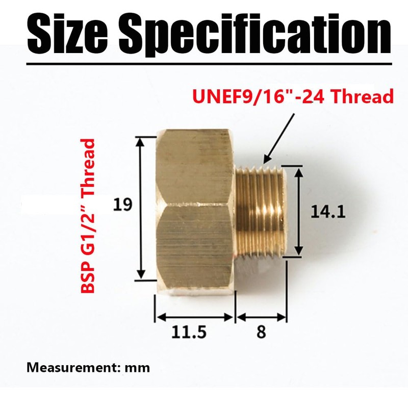 Brass Thread Pipe Adapter Fitting, EU G1/2" Female Thread to