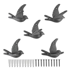 Perfekta 5-Pack Bird Flying Style Coat Hooks, Vintage Black Hooks for Coats, Hats, and More, Sturdy Cast Iron Construction, Rustic Farmhouse Theme, Easy Installation Versatile and Durable