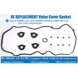 HIHIAV 12030-5A2-A01 Tapa de válvula de cabeza de motor y fabricante de juntas 3 onzas para Honda Accord 2.4L K24, EX, EX-L, LX, LX, LX-S, Coupe, Sedán, Sport Sedan, 2 puertas, 4 puertas, 2013, 2014,