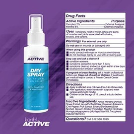 Kuribl Active Dry Spray - All Natural Pain Releif w/Camphor & Menthol 3 fl oz
