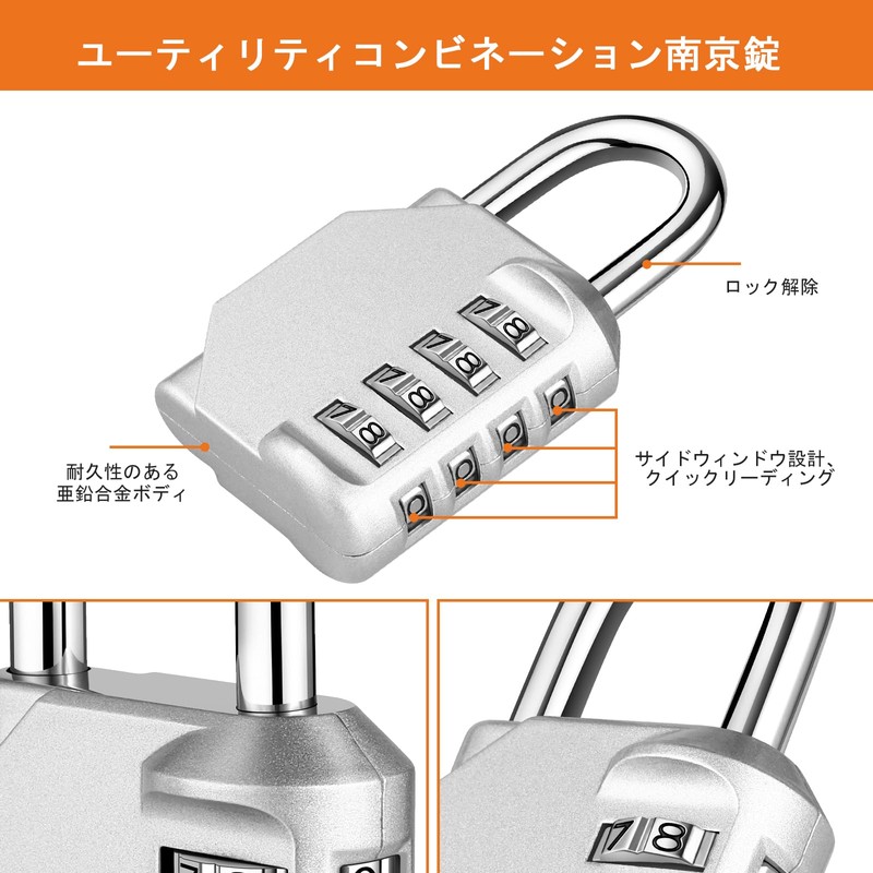 NAGE Padlock, Dial, 4 Digit Dial, Anti-Theft Locker, School, Corporate,