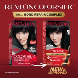 Revlon ColorSilk with Bond Repair Complex, Permanent Hair Color, 100% Gray Coverage, Ammonia Free Hair Dye, Vegan Keratin, 10 Black (Pack of 3)