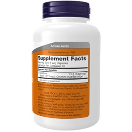 NOW Foods Supplements, L-Ornithine (L-Ornithine Hydrochloride) 500 mg, Amino Acid, 120 Veg Capsules