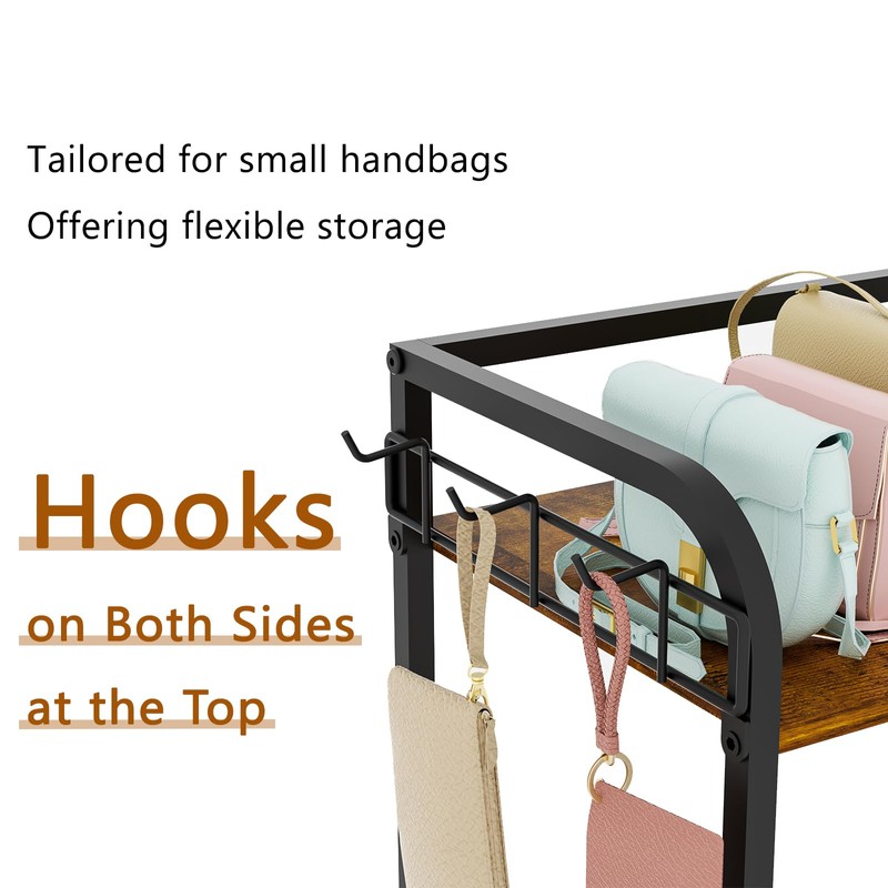 Purse Organizer with Side Hooks and Baskets for Purse Storage,