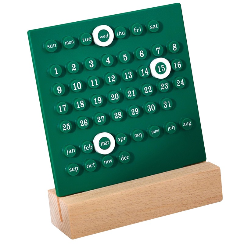 Wooden Kids Calendar DIY Hand Operated Develop Planning Skills Perpetual