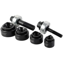 AMZCNC Manual Knockout Punch Kit, Heavy Duty Metal Sheet Knock Out Box Hole Cutter Conduit Punch Driver Die Set ((Conduit Hole Size) 1/2"~1-1/4" Knockout Punch kit)