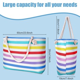 URAQT Large Waterproof Beach Bag with Zip and Pockets for Women, XXL Family, Women's Beach Tote Bag, Shoulder Bag, Suitable for Beach Holidays Waterproof Bag, c-rainbow