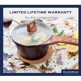 WaxonWare 2 Qt Nonstick Sauce Pan & Cooking Pot - Induction Compatible, Marbellous Coating (A 100% PFOA Free Coating Made In Germany) - Small Sauce Pan For Sauces, Soups, Pasta & Rice - 2.2 Quarts