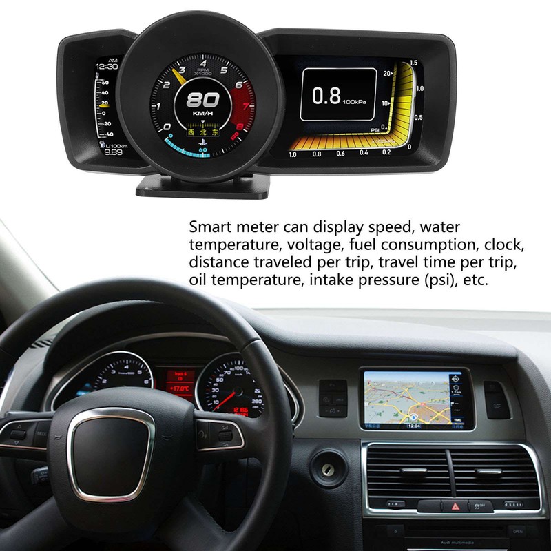 Car HUD OBDII GPS 3 LCD Screen Overspeed Alarm Multifunction