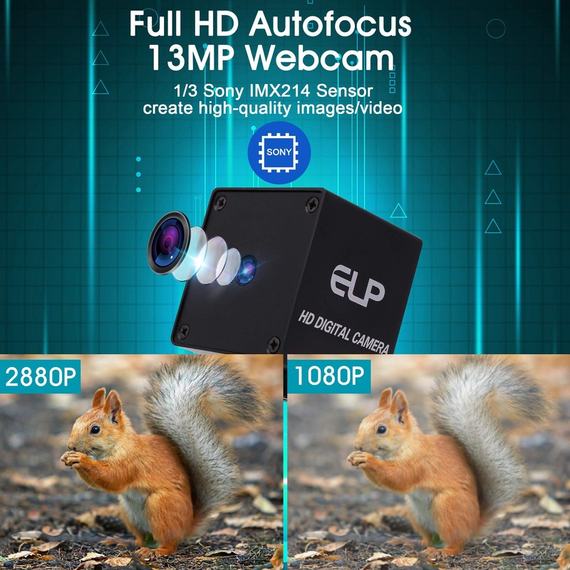 ELP USB13MAF-KV75 13 Megapixel Autofocus USB Camera with IMX214 Sensor,