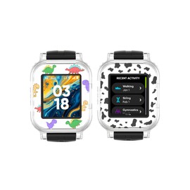 Protective Case for Gabb Watch 3e Kids Smart Watch,UYRUREL Cute Pattern Printed Case,Anti Fall and Scratch Resistant, High-Definition and Transparent,2 Pack,Dinosaur+Cow