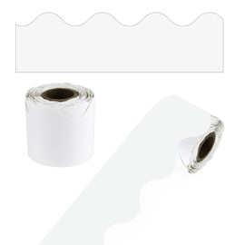 Carson Dellosa 36Ft of White Bulletin Board Borders, 1 Roll of Scalloped Trim for Rolling Whiteboard, Cork and Posterboard, Office Decorations, and Classroom Decor