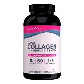 Super Collagen, Vitamina C + Biotina Neocell 360 Tabletas