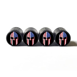 Spartan Warrior Trojan (Style 6) Tire Valve Caps - Black Aluminum - Set of Four