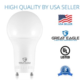 Great Eagle GU24 Led Bulb - A19 Shape, 9W (60W Equivalent), Dimmable, 2700K Warm White, UL Listed, Twist-in Light Bulb, 2 Prong Light Bulbs (4-Pack)