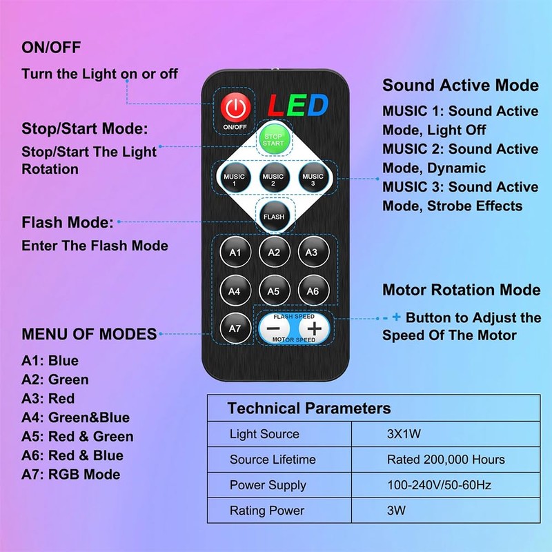 Multi-Functional Disco Light RGB LED Stage Party Lamp with Remote