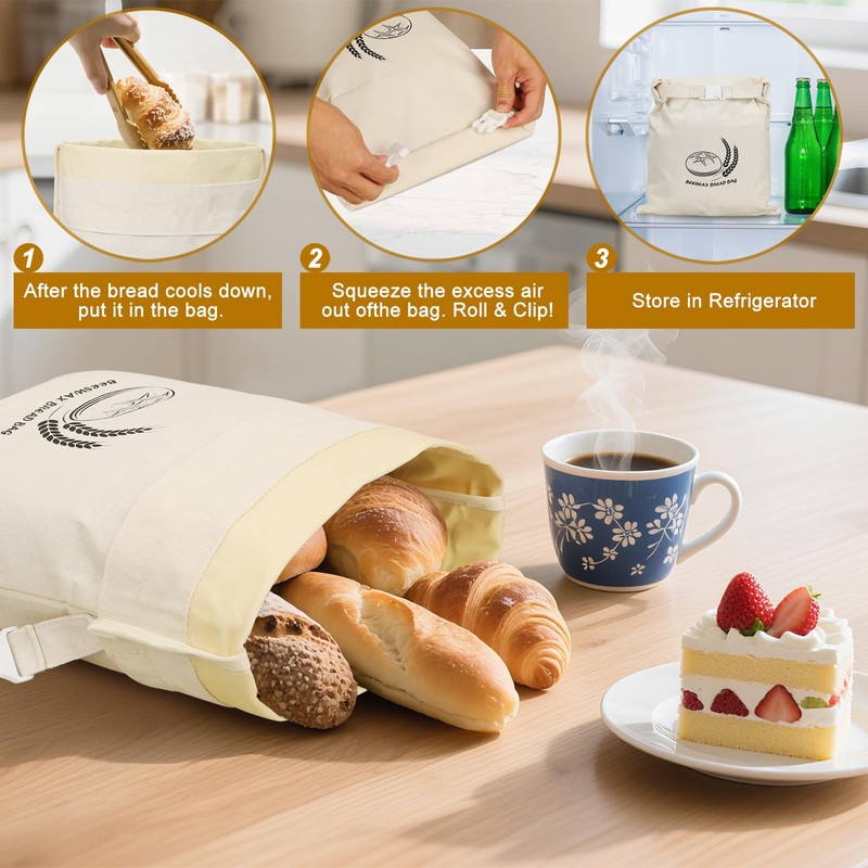Beeswax Bread Bags for Sourdough Storage, 2 Packs Reusable Containers