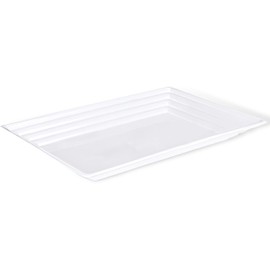 Blue Sky Leveled White Plastic Rectangle Tray | 9x13 Inches - 1 Count - Elegant Serving Platter for Parties & Events