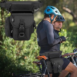 MINGZE Drop Leg Bag, Motorcycle Leg Bag with LegStrap for Men Women, Multifunctional Waist Pack with Removable Leg Straps, Expandable Storage Tactical HipBag for Cycling, Riding, Running