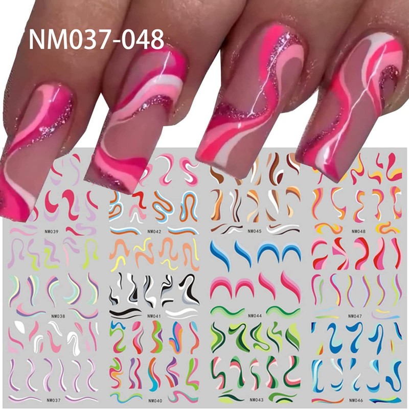 12 Pegatinas Autoadhesivas para Uñas, para Manicura, Bricolaje, para Decoración