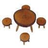 Dollhouse Wood Round Dining Table Chair Mini Miniature Dollhouse Furniture