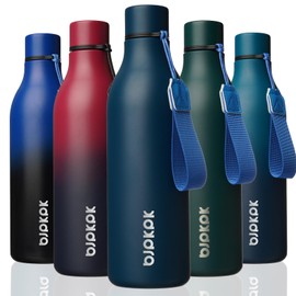 BJPKPK Insulated Water Bottles, 25 oz Stainless Steel Metal Water Bottle with Strap, BPA Free Leak Proof Thermos, Mugs, Flasks, Reusable Water Bottle for Sports & Travel, Navy Blue