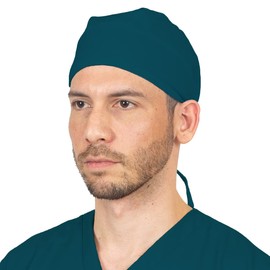 BEE ON Teal Two Pack Surgical Caps with Adjustable Cords for Men and Women