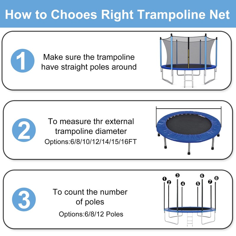 ECYITISY Trampoline Safety Net 6FT 8FT 10FT 12FT 14FT 15FT