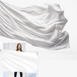 Cosymate White flag to design yourself, weatherproof flag 90 x 150 cm with brass eyelets, durable flag for flagpole, white flag for painting and labelling, 100% polyester
